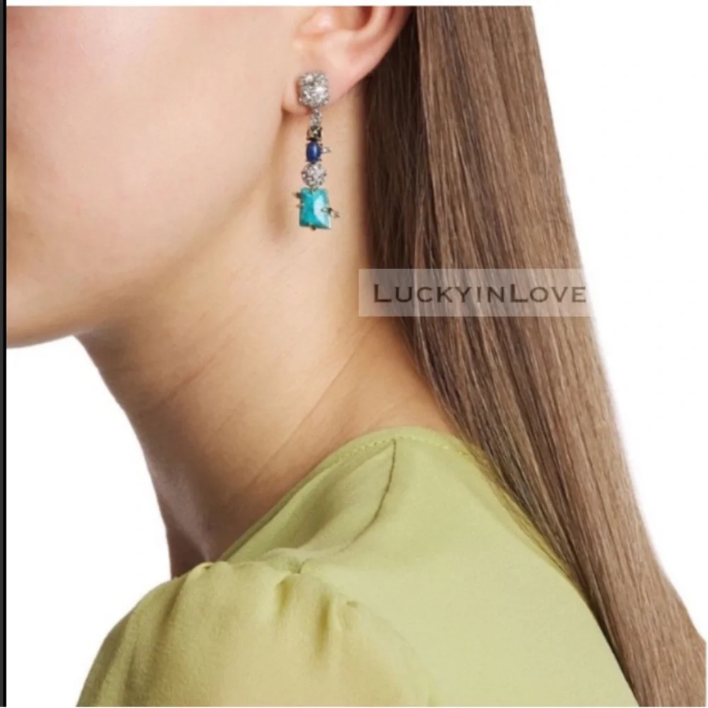 ALEXIS BITTAR • Elements Stone Lapis Turquoise Linear Earrings